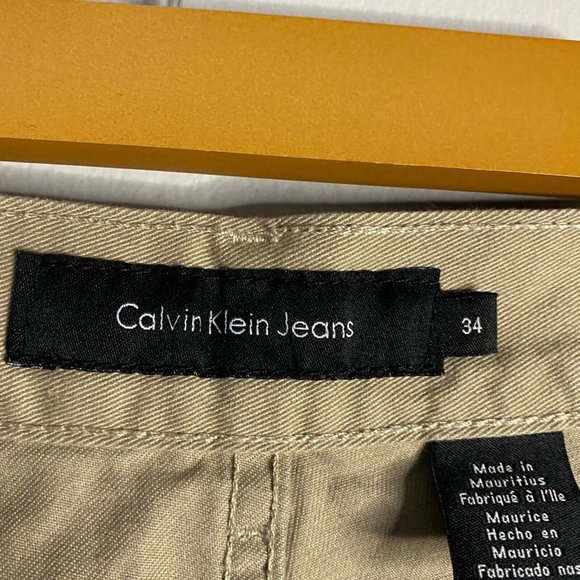Calvin Klein Jeans Men's Straight Leg Tan Chino Pants - Picture 6 of 9
